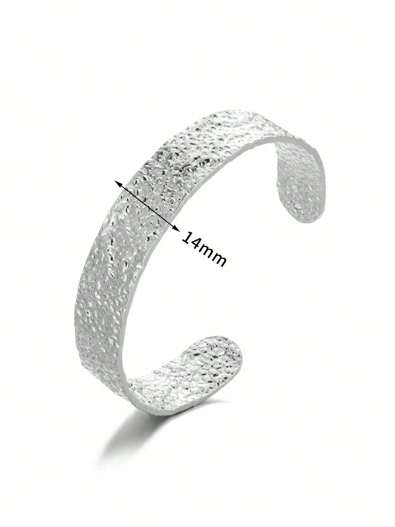 Adjustable Cuff Bracelet Textured Surface Gold Tone for Men and Women Everyday Wear