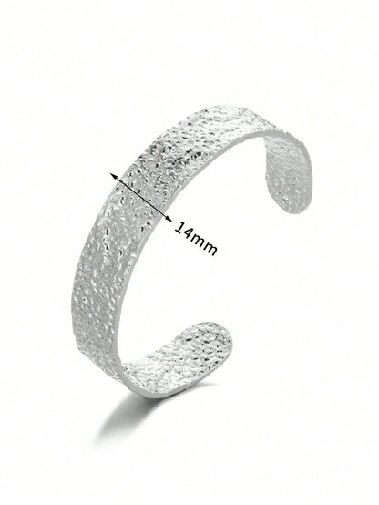 Adjustable Cuff Bracelet Textured Surface Gold Tone for Men and Women Everyday Wear
