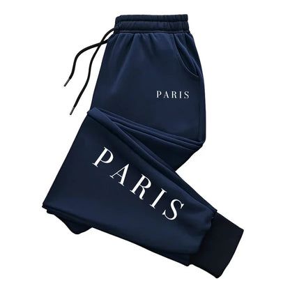 Lightweight Paris Print Joggers with Fleece Lined for Outdoor Fitness
