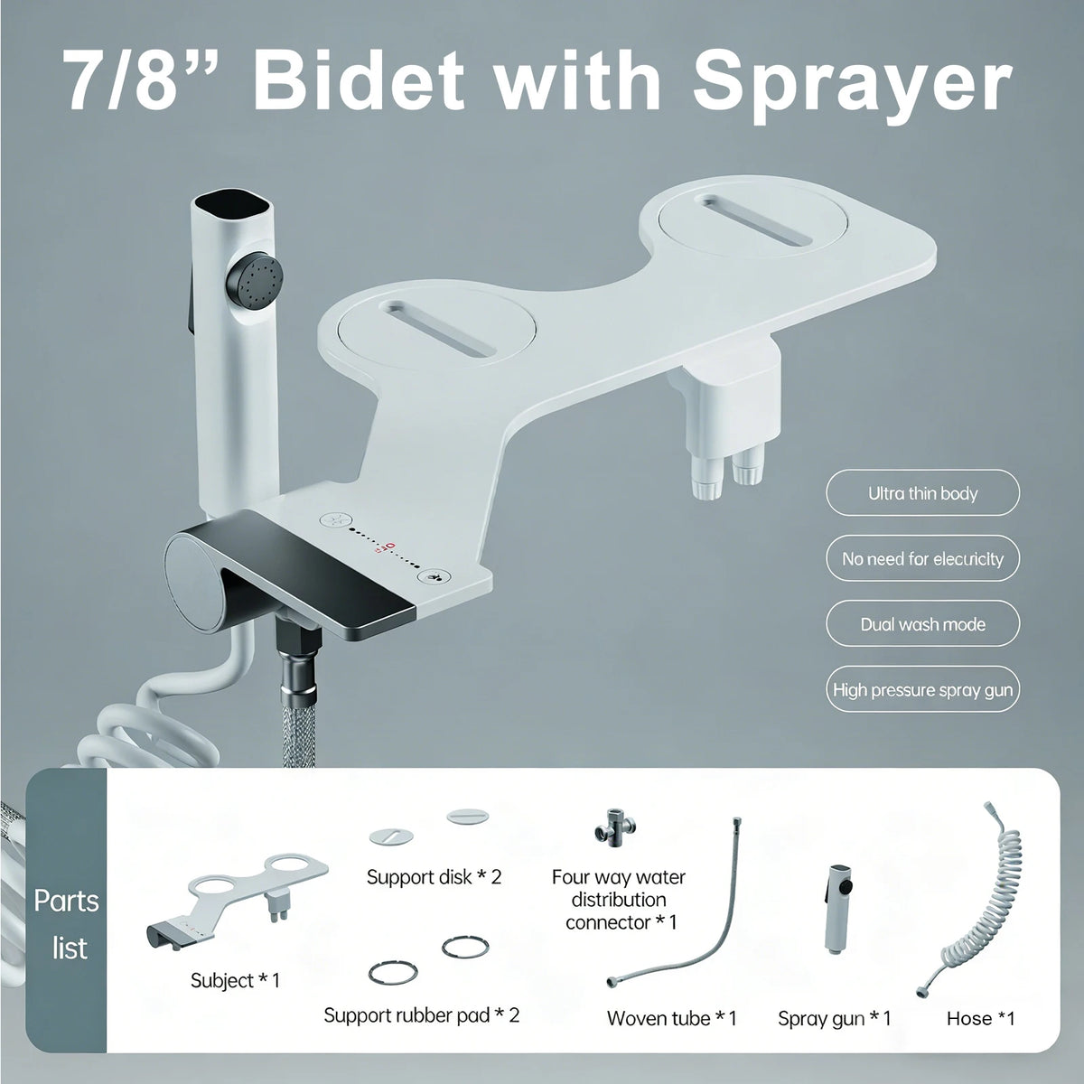 Bidet toilet attachment with sprayer