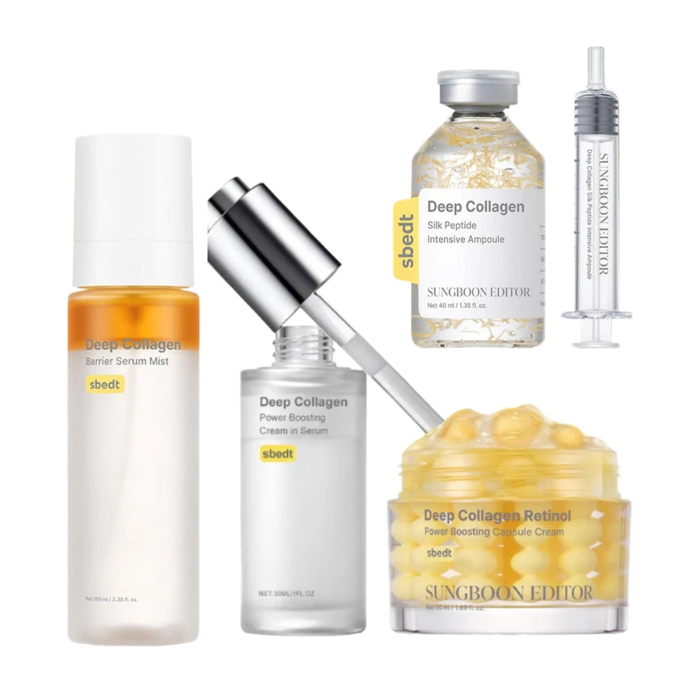 Korean Facial Care Set Featuring Collagen Silk Peptide Ampoule And Retinol Capsule For Revitalizing Brightening