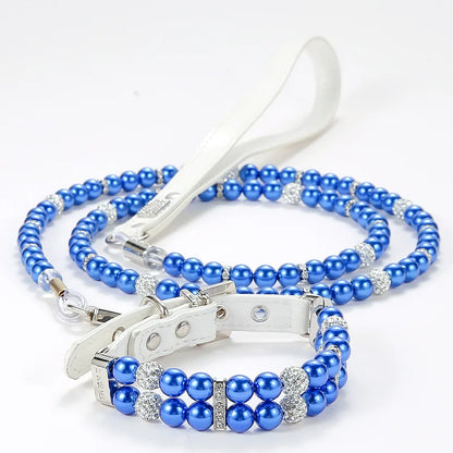 Pet Leash Collar Jewelry Pearl Cat Necklace Small and Medium-sized Dog Harnesses Supplies Wholesale