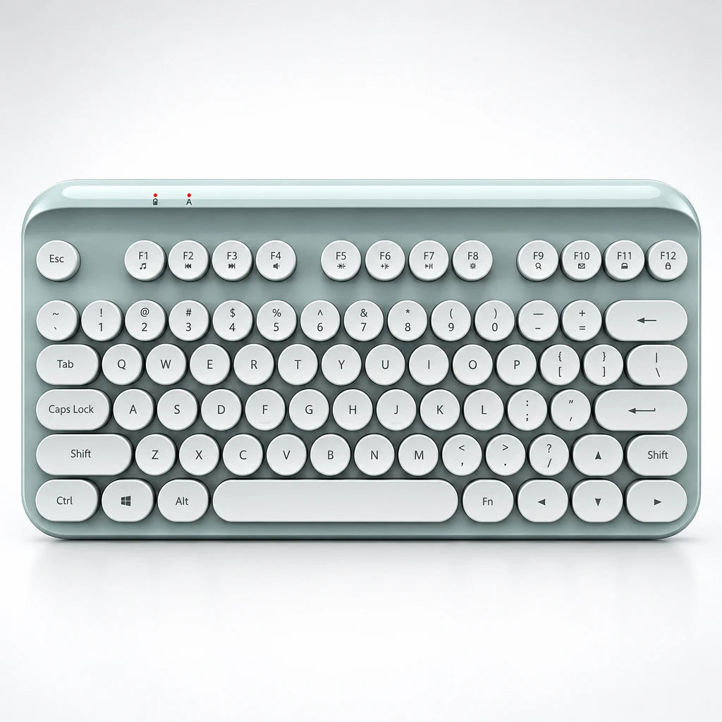 Retro wireless keyboard with round keycaps