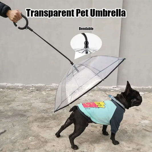 Detachable Clear Pet Dog Umbrellas C-Shape Handle with Leash Doggy Poncho Adjustable Rainproof Raincoat for Dogs Pet Supplies