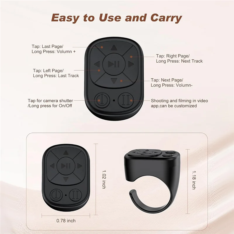 Smart Ring Remote Bluetooth Page Turner for TikTok YouTube IG Control