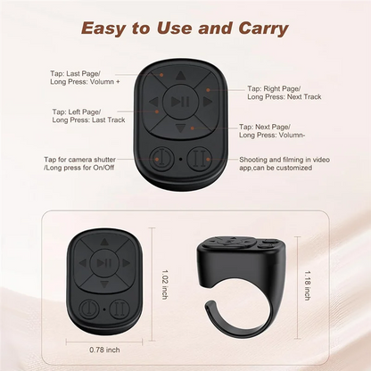 Smart Ring Remote Bluetooth Page Turner for TikTok YouTube IG Control