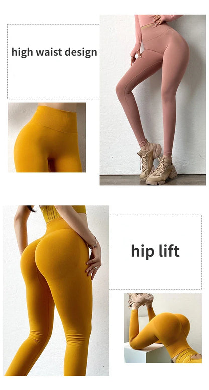 Luxe High Waist Solid Leggings Women Seamless Slim Tights Fitness Yoga Elastic Leggings Push Up Butt Knit Fashion Gym Workout Pants