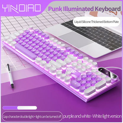 Tech & Electronics mechanical keyboard with round retro LED backlit keys and numeric keypad