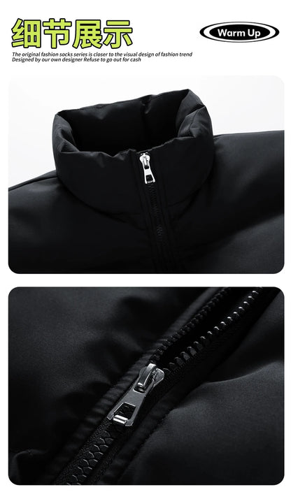 Autumn and Winter Puffer Jacket Men Vintage Warm High Neck Zipper Design Cotton-Padded Coat SINOBILLOW