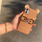 Soft iPhone Case with Bear Cartoon Chocolate Print Anti Scratch