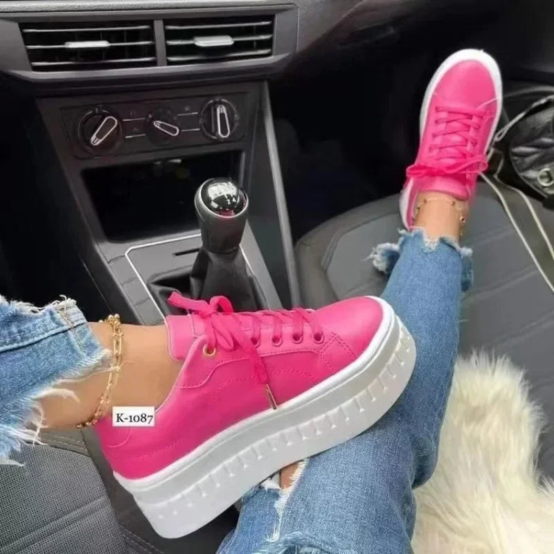 2026 Leather Platform Sneakers for Women – Lightweight PU Casual Shoes | Merch Gone Viral