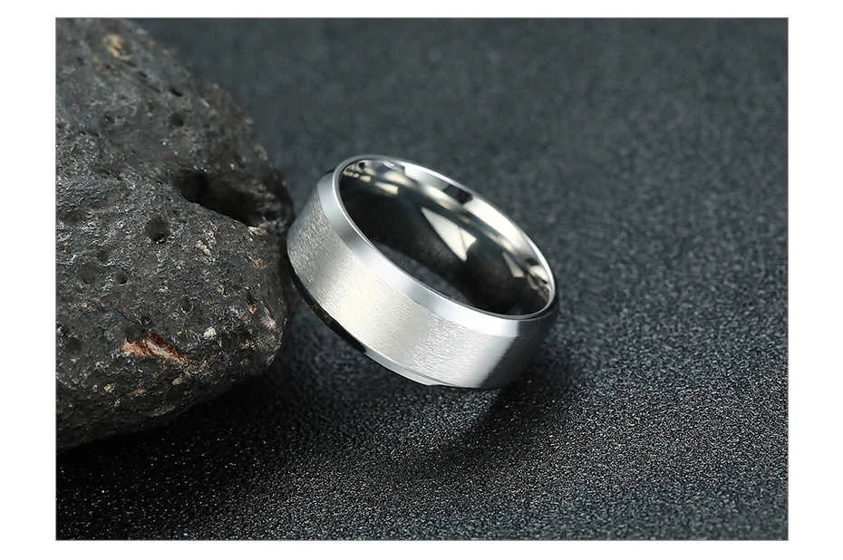 Bold Ring for Men with Stainless Steel Horus Cross Rhodium Plated 8mm