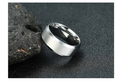 Bold Ring for Men with Stainless Steel Horus Cross Rhodium Plated 8mm