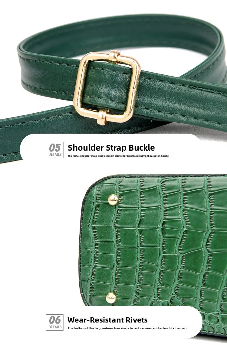 Crocodile-pattern handbag set with shoulder bags