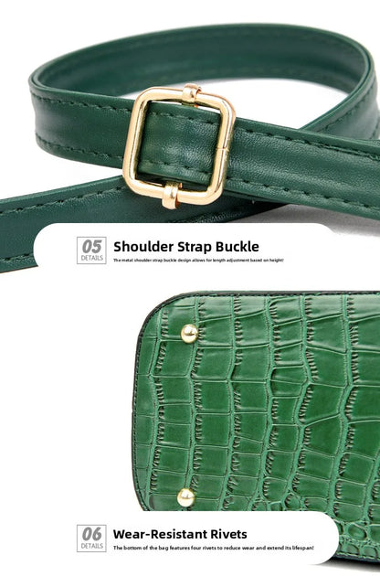 Crocodile-pattern handbag set with shoulder bags