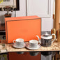 Delicate Bone China Coffee Cup Set with Teapot for Two and Fingerprint Resistant Glaze