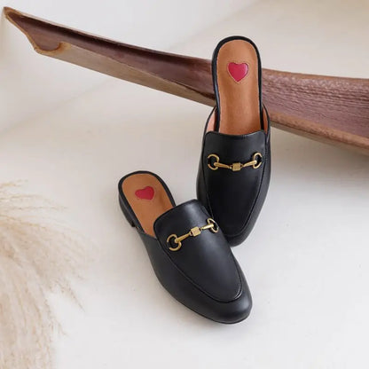 Breathable Mules Genuine Leather Upper for Summer Daily Wear Cushioned