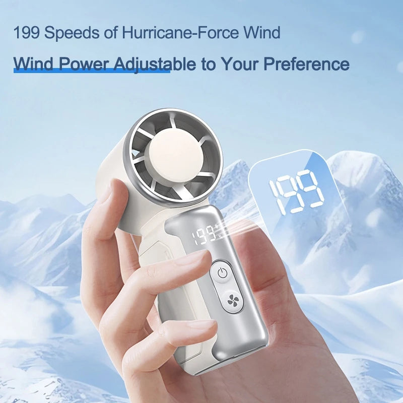 Portable Handheld Plastic Mini Fan With Led Display On The Go