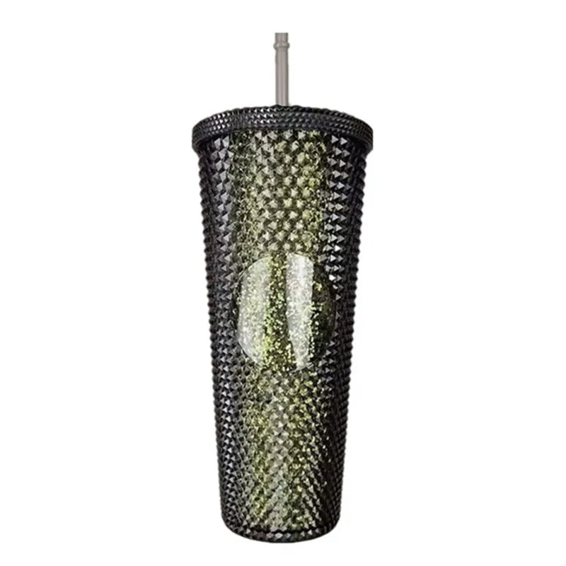 2026 Luxury Diamond Cold Cup Tumbler with Straw | Double Wall Iced Coffee Cup | Starbucks-Style Reusable Cup