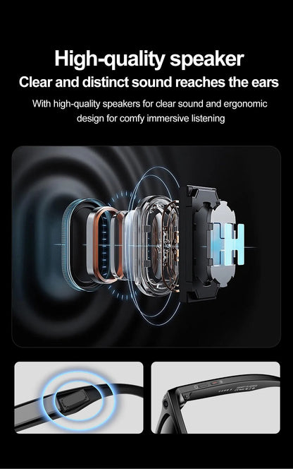 Smart Glasses  Recording Videos AI Photo Recognition Answer Translation 260mAh Large Battery IP65 Waterproof Bluetooth Glasses