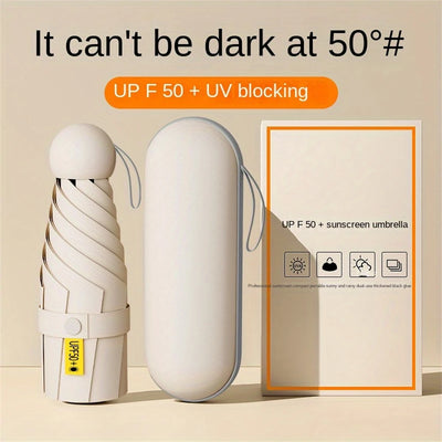 Anti-Uv Mini Umbrella For Sunny And Rainy Days, Portable With Uv Coating And 6 Reinforced Ribs