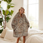 Women's Polyester Hooded Blanket with Kangaroo Pocket and Fleece Texture One Size