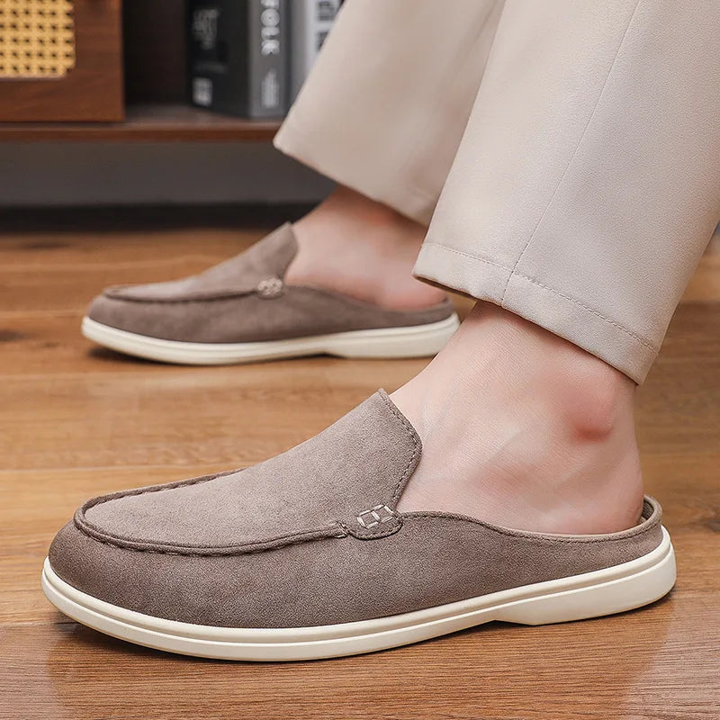 Men's suede-look slip-on mule with open back