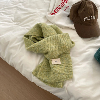 Winter New Woolen Knitted Solid Color Scarf Female Versatile Cold-proof Shawl Women's Thickened Warm Scarves Apparel Accessories