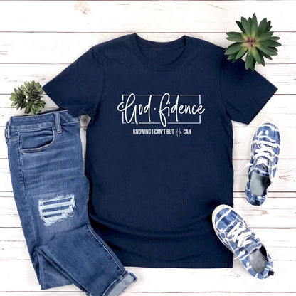 God Fidence Knowing I Can't But He Can - Men Women Short Sleeve T-shirts