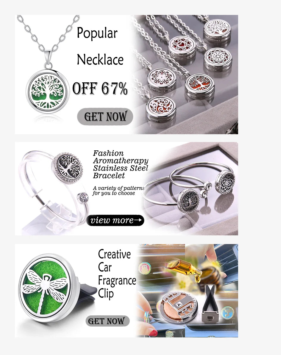 Women’s Aromatherapy Diffuser Necklace 316L Stainless Steel Locket