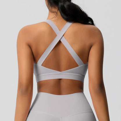 Women’s Yoga Bra Crop Top Nylon Elastane Supportive Sling Back