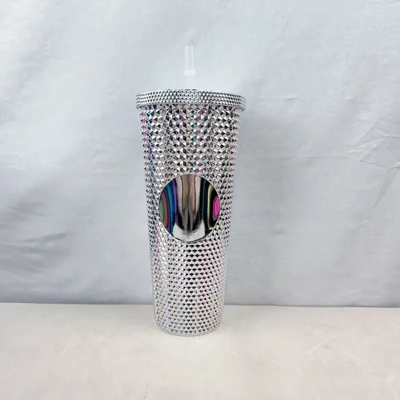 2026 Luxury Diamond Cold Cup Tumbler with Straw | Double Wall Iced Coffee Cup | Starbucks-Style Reusable Cup