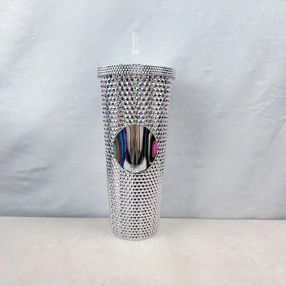 2026 Luxury Diamond Cold Cup Tumbler with Straw | Double Wall Iced Coffee Cup | Starbucks-Style Reusable Cup