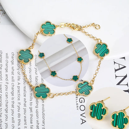 Silver Plated Rose Gold Clover Bracelet - Luxurious High Quality Jewelry for Women