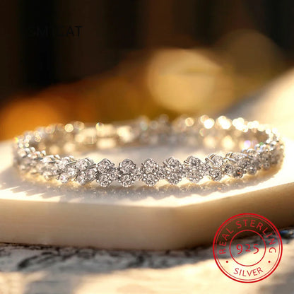 Shimmering Bracelet With Chain Link Cubic Zirconia Sterling Silver