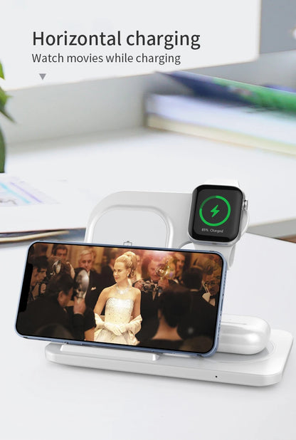 Foldable Wireless Dock for Smartphones and Earbuds 3-in-1