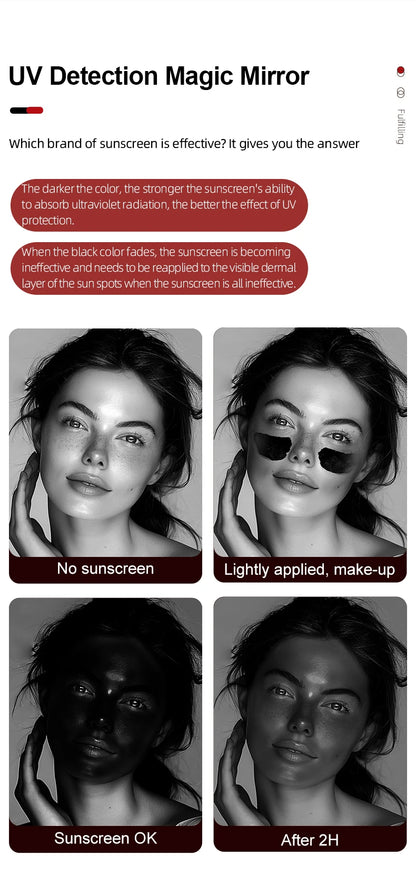 Smart Sunscreen Led Light Portable Makeup Mirror Uv Camera Visual Face Sunscreen Makeup Mirror