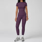 Women Yoga Set 2PCS Workout Set Sportswear Gym Clothing Fitness Long Sleeve High Waist Leggings Cycling Shorts WORKOUT REVOLUTION