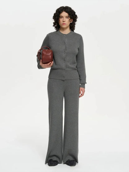 Women’s Knit Cardigan And Pants Set Slim Fit Long Sleeve Winter