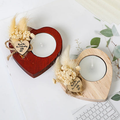 Heart Shaped Wooden Candle Holder Wedding Table Centerpiece