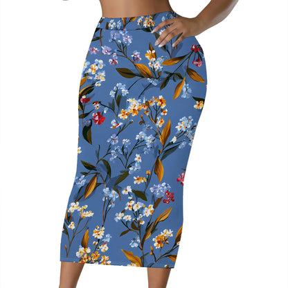 Women's floral print midi skirt with an elastic waist