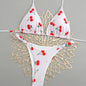 Women's Triangle Lace-Up Bikini Set with Adjustable Straps and Thong Bottom