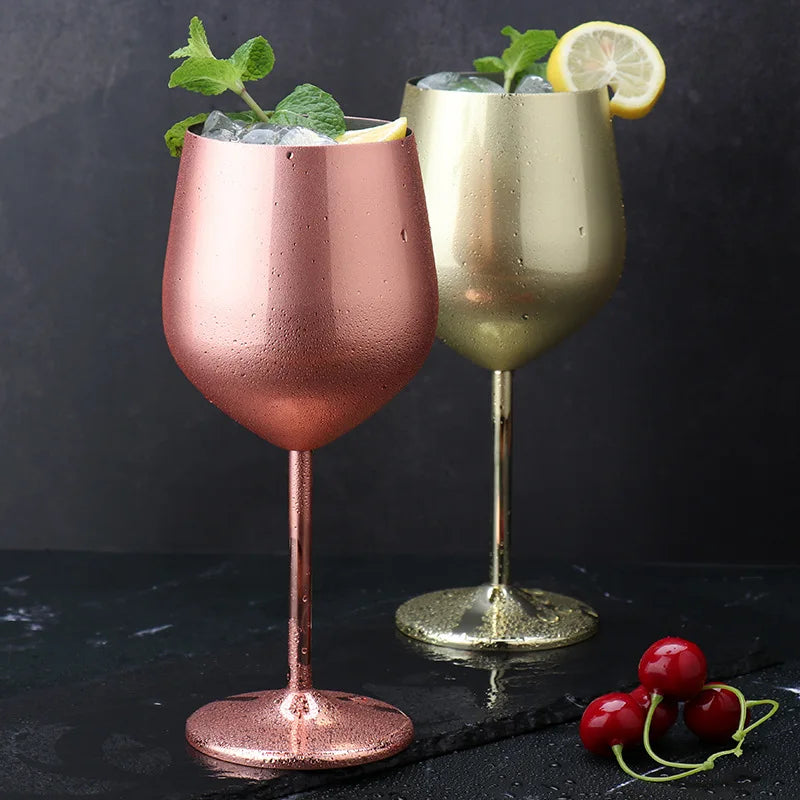 500ml Stainless Steel Wine Glass Goblet Sets Durable Metal Cup for Red Wine Champagne Bar Party Kitchen Goblets Drinking Utensils