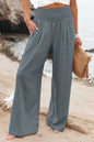 Women's Nylon-Cotton Blend Pants With Drawstring Wide-Leg And Mid Rise Breathable
