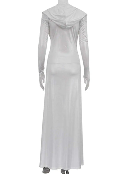 Classic Dress White Maxi Knit Silhouette for Sculpting Evening Wear