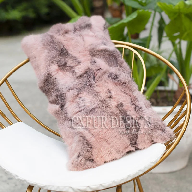 Natural Fur Patchwork Cushion Cover for Sofa, Genuine Rabbit Fur Cushion Cover, Home Decoration