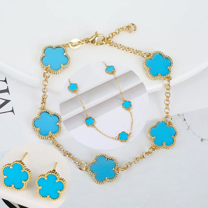 Silver Plated Rose Gold Clover Bracelet - Luxurious High Quality Jewelry for Women