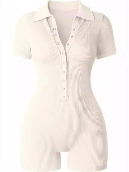 Breathable Collared Jumpsuit with Cinched Waist