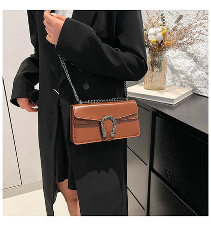 Square Crossbody Bag with Chain Strap for Women Durable Lightweight