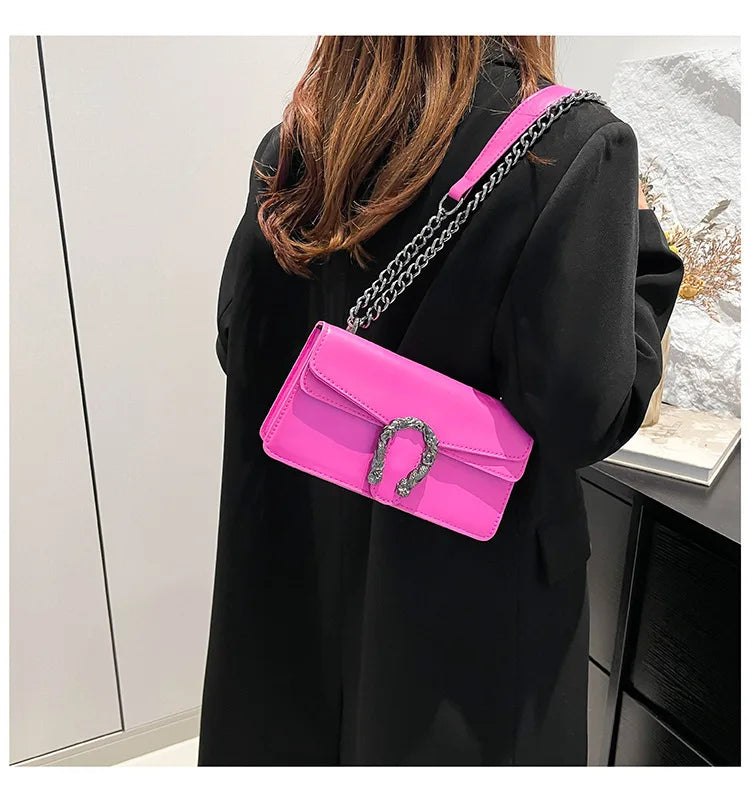 Square Crossbody Bag with Chain Strap for Women Durable Lightweight